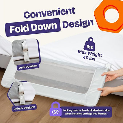 ComfyBumpy 1-Pack Bed Rail for Toddlers 35.5" L x 19.5" H | Toddler Bed Rails for Twin, Full & Toddler Bed Size | Swing Down Bed Rail Guard | Baby Bed Side Rail for Kids | Gray