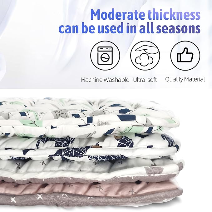 Baby Stroller Cushion,Infant Car Seat Insert-Reversible Universal Breathable and Soft Newborn seat Liner for Stroller,100% Cotton Seat Pad Liner for Newborns-34x78cm,1 Pack(White+Grey Cross)