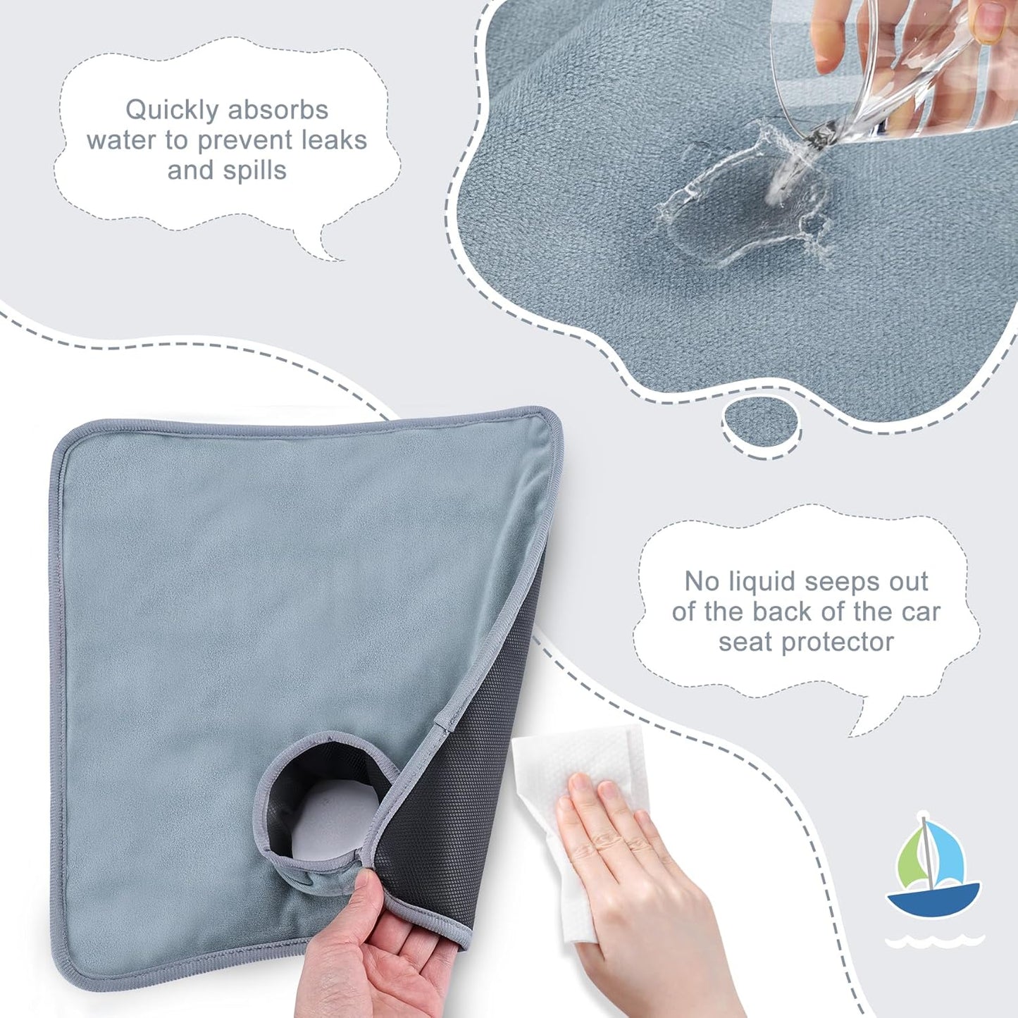 Car Seat Protector for Potty Training, 2 Pack Waterproof CarSeat Liner Toilet Training for Baby Infant Toddler, Dry Seat Piddle Pads Cover for Strollers (Gray)