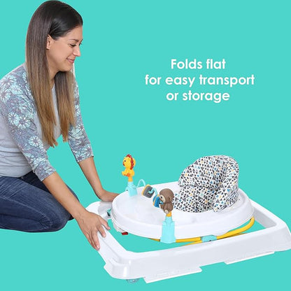 Smart Steps Trend Activity Walker with Removeable Toy Bar, Multi-Directional Front Wheels, Tray, Adjustable Height and Flat Fold Frame for Storage, Ages 6 Months +, Zoo-ometry White