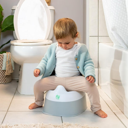 Ingenuity Ready Set Go Potty Training Toilet, Removable Bowl, Non-Skid Bottom, Wide Stable Base, Age 18 Months & Up, White & Grey