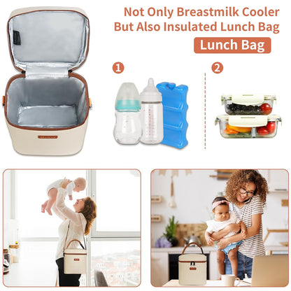 Mancro Breastmilk Cooler Bag with Ice Pack, Fits 6 Baby Bottles Up to 9 Ounce Insulated Baby Bottle Bag, Breast Milk Cooler on The go with Strap, Bottle Storage Bag for Nursing Mom Daycare, Black