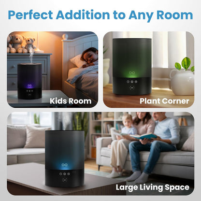 Everlasting Comfort 2.5L Top Fill Humidifier for Bedroom – Quiet, Easy to Fill & Clean, 24HR Runtime, Night Lights, Timer, Ultrasonic Cool Mist, Auto Shut-Off, Essential Oil Diffuser - White