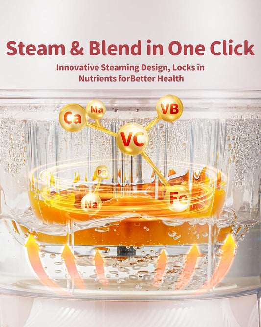 AMZCHEF Baby Food Maker with Auto Steam & Blend, 9-in-1 Baby Puree Maker with Food-grade glass, BPA-Free & Easy Cleaning, Touch Screen, Dishwasher Safe, Off-white