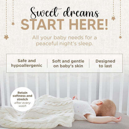 Bassinet Sheet for Bassinet Mattress - 100% Organic Jersey Knit Cotton - Snuggly Soft & Cozy Sheets Fitted for Oval Rectangle & KoolaBaby Bedside Sleeper - White & Grey 2 Pack