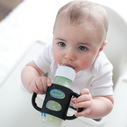 Dr. Brown's Narrow Baby Bottle Handles, 100% Silicone, Easy Grip Removable Handles for Bottle to Sippy Cup Transition, Blue, 4m+