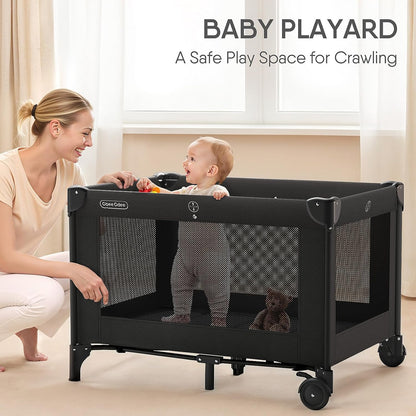 Obee Odee 4-in-1 Baby Bassinet with Playard, Napper Bassinet, Changing Table, Mosquito Net & Canopy, Storage and Toys for Newborn to Toddler