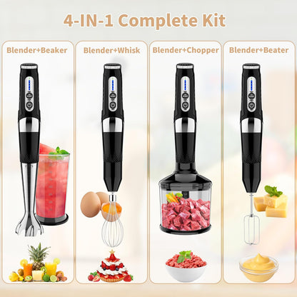 Toogel Cordless Immersion Blender, Electric Hand Blender with 21-Speed & 3-Angle Adjust, USB Rechargeable, BPA-Free & Dishwasher Safe for Baby Food, Smoothies, Soup (Grey)