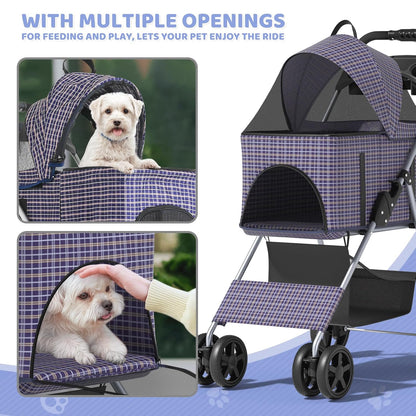Magshion Compact Pet Stroller for Small-Medium Dogs/Cats up to 22lbs, 4-Wheel Lightweight Umbrella Shaped Portable Puppy Travel Jogger with Breathable Mesh, Cup Holder & Rear Storage, Black