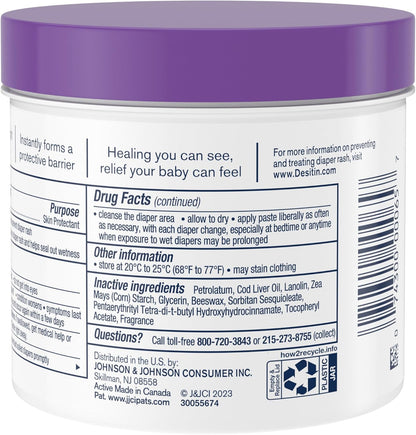 Desitin Maximum Strength Baby Diaper Rash Cream, 40% Zinc Oxide, Hypoallergenic No Added Parabens & Dyes, Protects & Relieves Baby’s Skin for Up to 12 Hours, Prevents Diaper Rash, 4.8 oz Tube