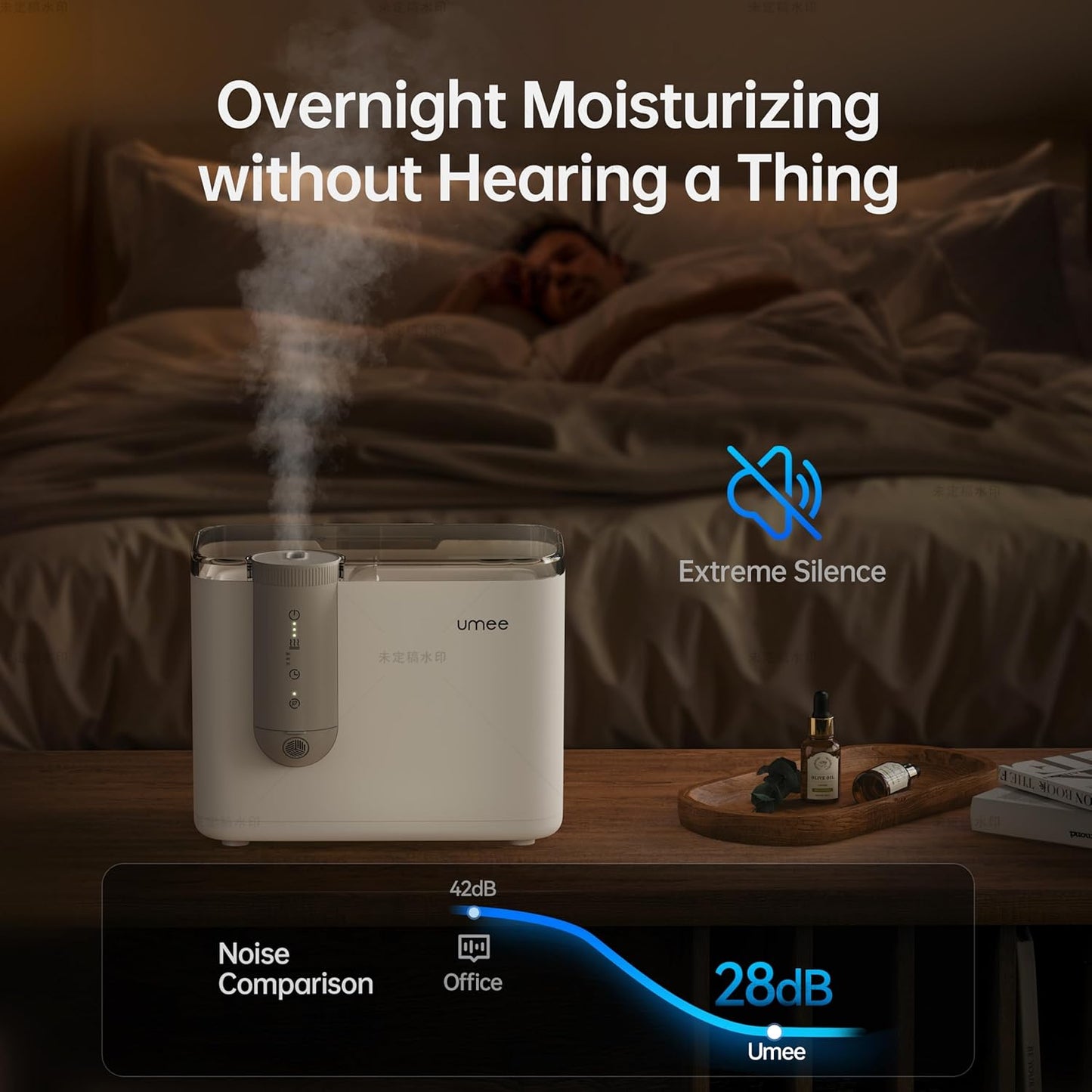 Humidifiers for Bedroom, 4L Top Fill for Large Room, 32H Runtime, Quiet Ultrasonic Cool Mist Humidifier for Home, Indoor, Baby Nursery, Plants, Easy to Clean & Fill, White