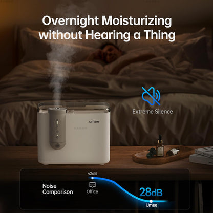 Humidifiers for Bedroom, 4L Top Fill for Large Room, 32H Runtime, Quiet Ultrasonic Cool Mist Humidifier for Home, Indoor, Baby Nursery, Plants, Easy to Clean & Fill, White