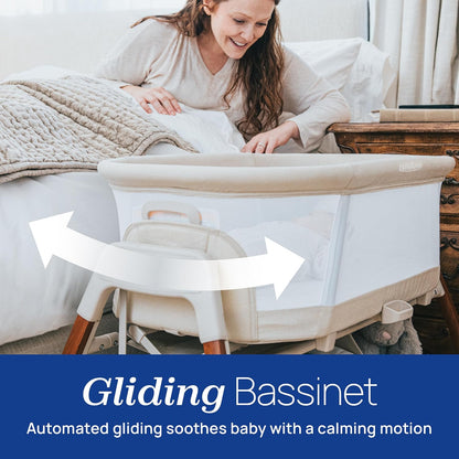 Chicco LullaGlide 3-in-1 Stationary, Gliding, and Portable Baby Bassinet, Waterproof Mattress and Fitted Sheet, Travel Bassinet for Baby Includes Carry Bag, Luna/Grey