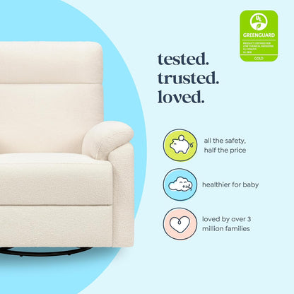 Davinci Suzy Glider Recliner Nursery Chair - Glider Rocking Chair for Nursery and Living Room - GREENGUARD Gold, FSC & Certi-PUR US Certified - 360° Swivel Rocker Recliner Chair (Cozy Cream Boucle)