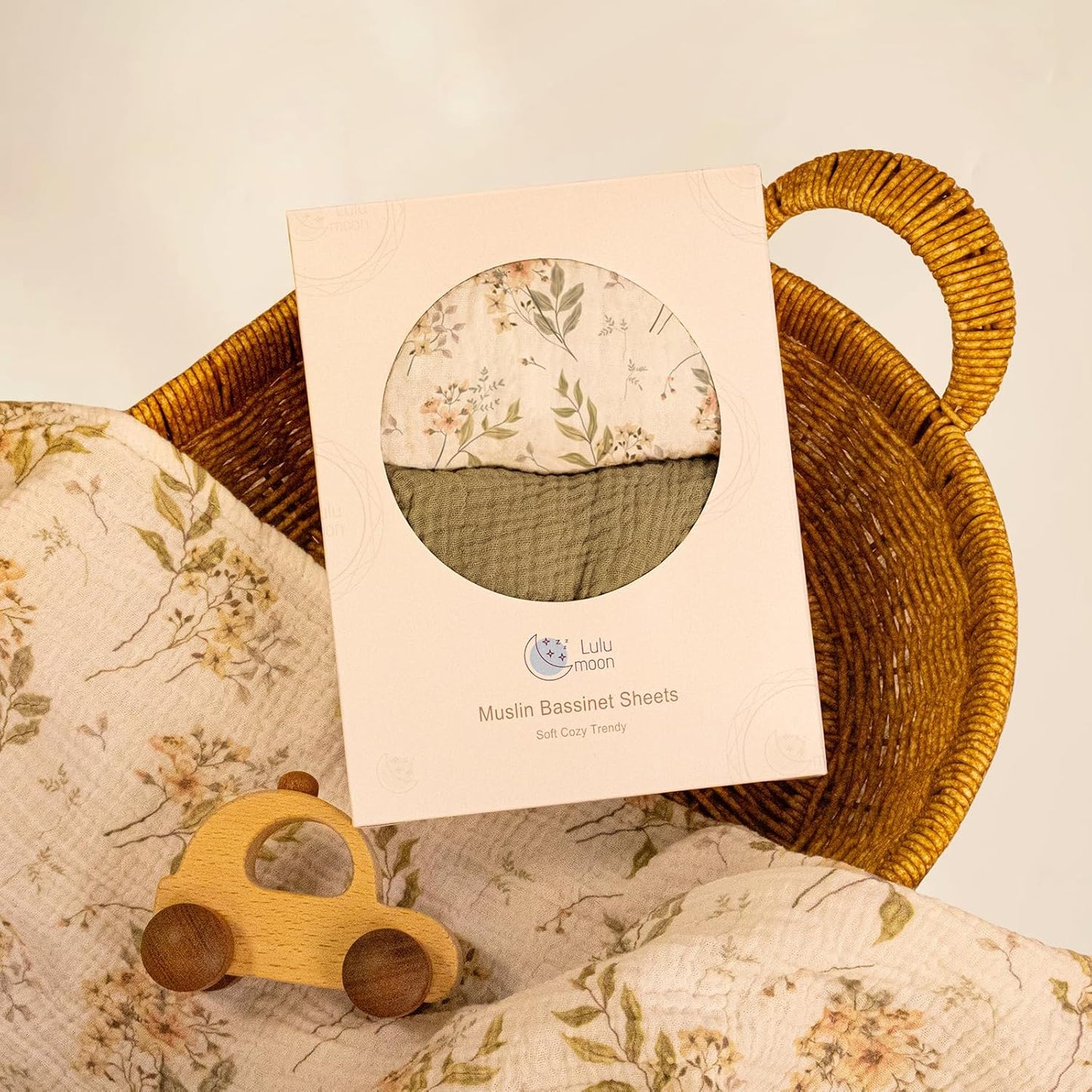 lulumoon Muslin Bassinet Sheets for Baby: Soft Bedside Sleeper Bassinet Fitted Sheets for Boys and Girls