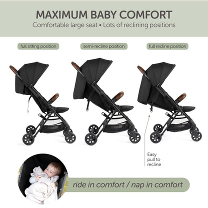 Lightweight Travel Stroller for Baby & Toddlers - Easy Fold & Compact Stroller with Canopy, Storage Basket, Multi-Position Recline & Convenient One-Hand Fold (Grey)