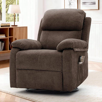 Korser Recliner Chair, 360 Swivel Rocker Chair for Adults, Small Rocking Recliner for Small Spaces, Upholstered Fabric Glider Recliner Nursery