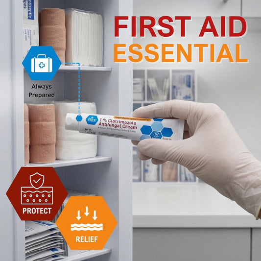 MED PRIDE 1% Clotrimazole Antifungal Cream 1oz- Fungus Skin Care Treatment with - Jock Itch Body Ointment - Fights Infection, Sweat Rash, Athletes Foot, Ringworm & Relieves Itching, Burning