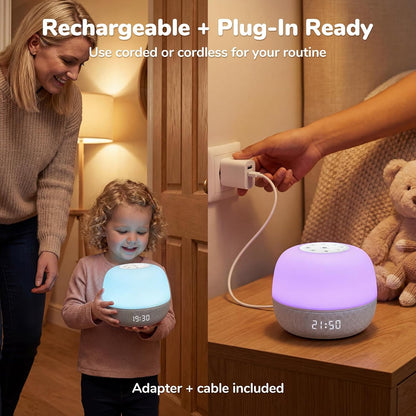 2025 Mom's Choice Awards | Sound Machine Baby White Noise Machine with Sunrise Alarm Clock & App Control – 360° RGB Night Light, Sleep Soother for Adults & Kids, Newborn Essentials Shower Gift