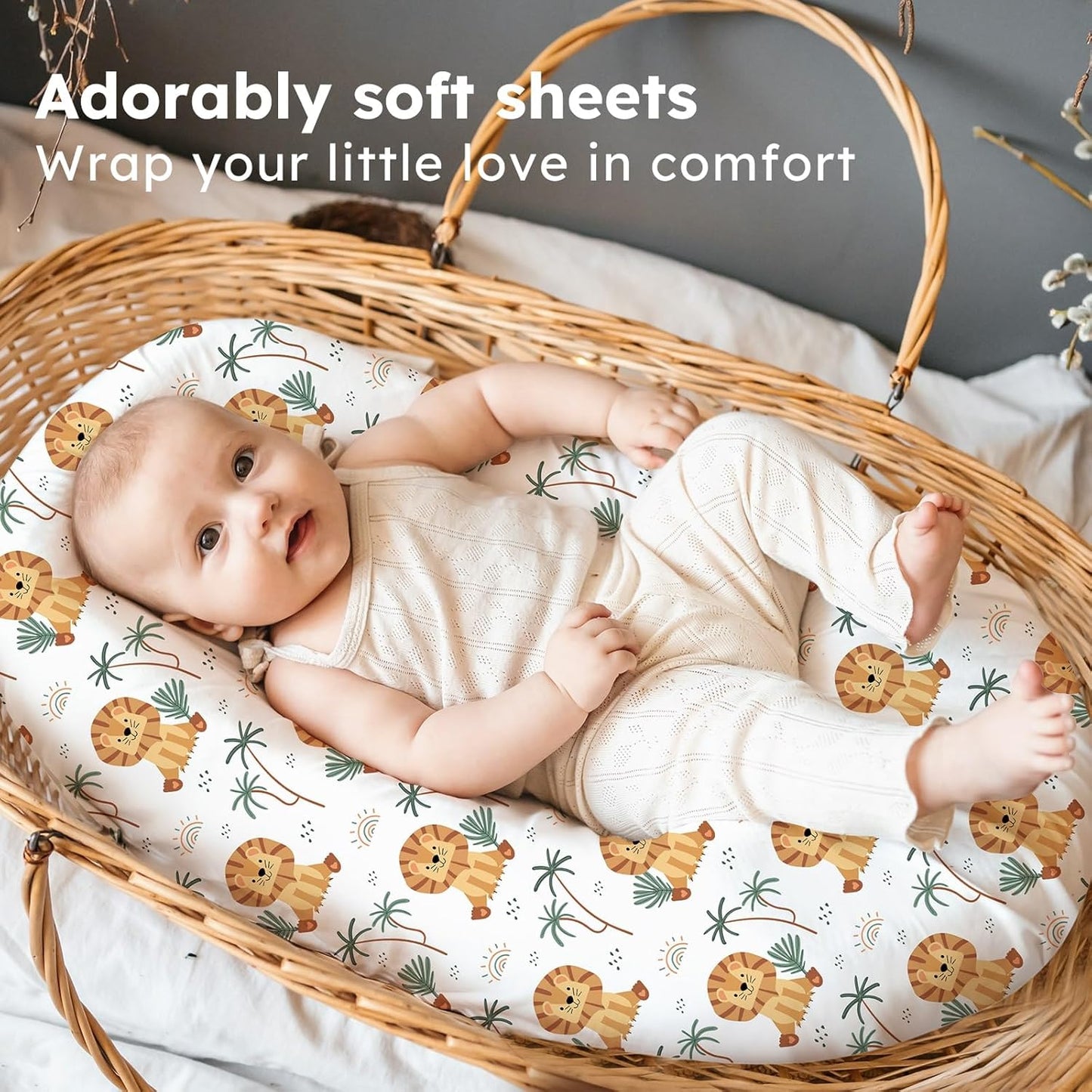 Baby Bedside Bassinet Sheets Girl, 33”x20” Compatible with Baby Delight Dream On Me & Most Rectangle Bedside Sleeper Bassinet Mattress, Super Soft Microfiber Pink Butterfly Flower