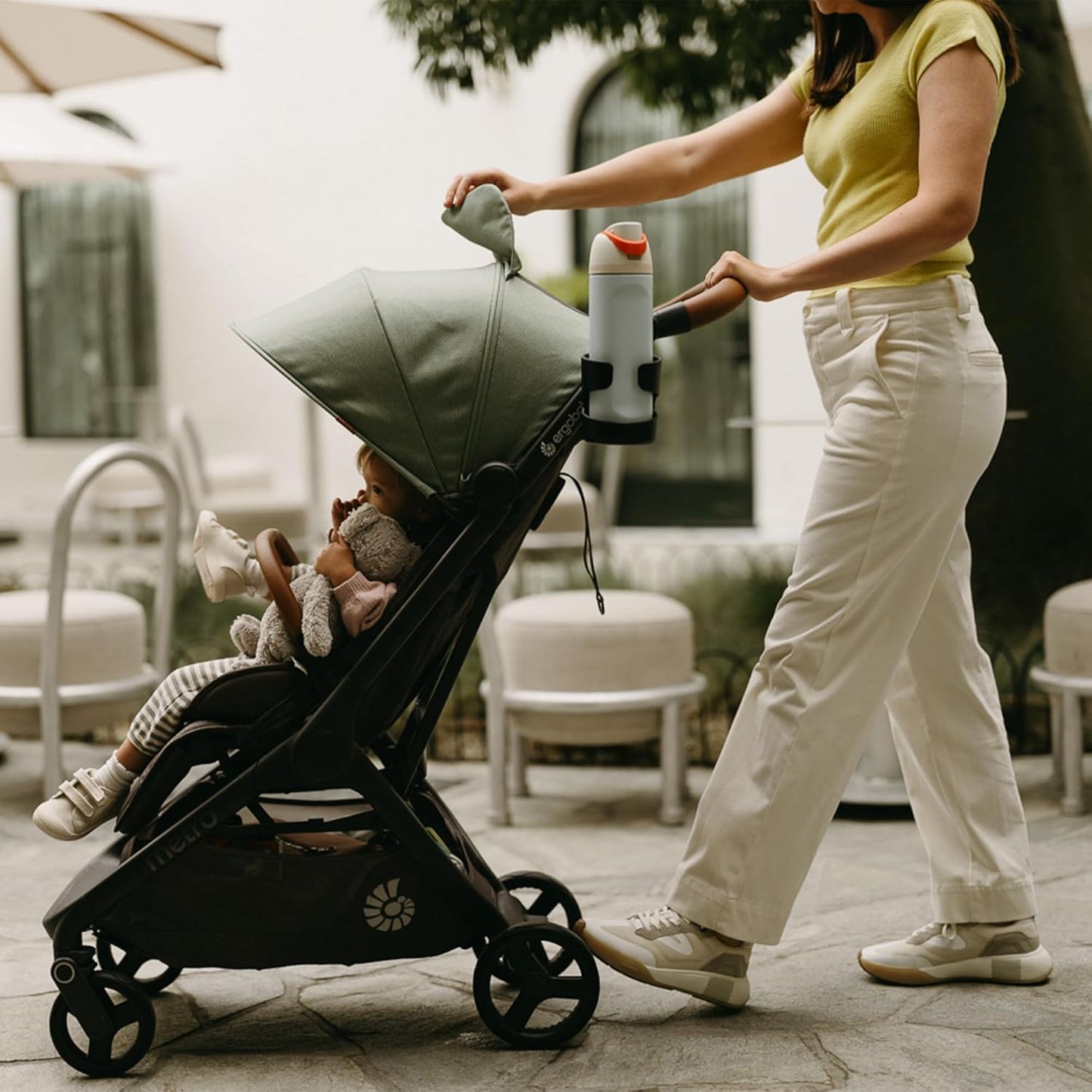 Ergobaby Metro 3 Baby Stroller for Newborns, Infants, and Toddlers - Travel Stroller with One-Hand Fold, Near-Flat Recline, Adjustable Handlebar - Onyx Black