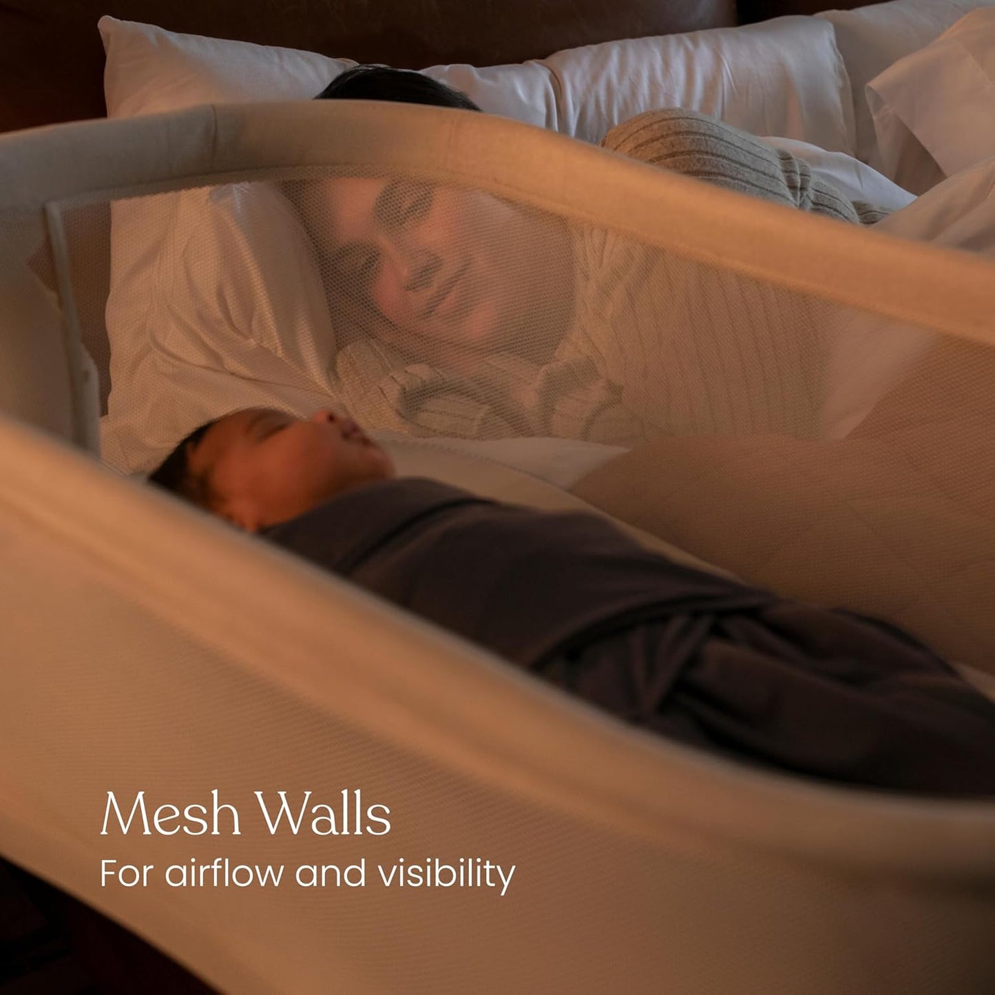 HALO BassiNest Swivel Sleeper 3.0 – Over-Bed Baby Bassinet with 360 Rotation, Adjustable Height, Breathable Mesh, Safe Close Sleeping, Lowering Wall for Easy Access, Feeding & C-Section Recovery