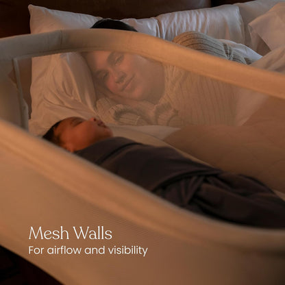 HALO BassiNest Swivel Sleeper 3.0 – Over-Bed Baby Bassinet with 360 Rotation, Adjustable Height, Breathable Mesh, Safe Close Sleeping, Lowering Wall for Easy Access, Feeding & C-Section Recovery