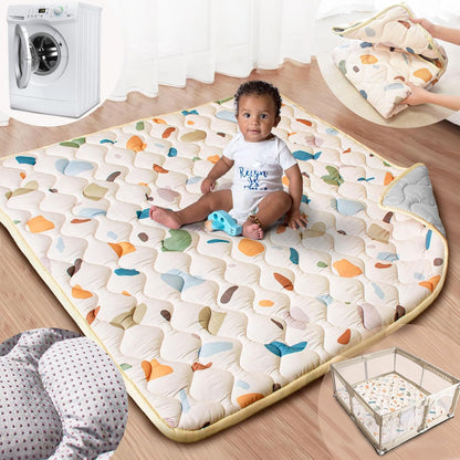 Baby Play Mat, 50x50 Playpen Mat with Super Soft Touch, Activity Mats with Upgraded Anti-Slip Bottom, Machine Washable Crawling Mats for Floor & Picnic (Animal Alphabets)