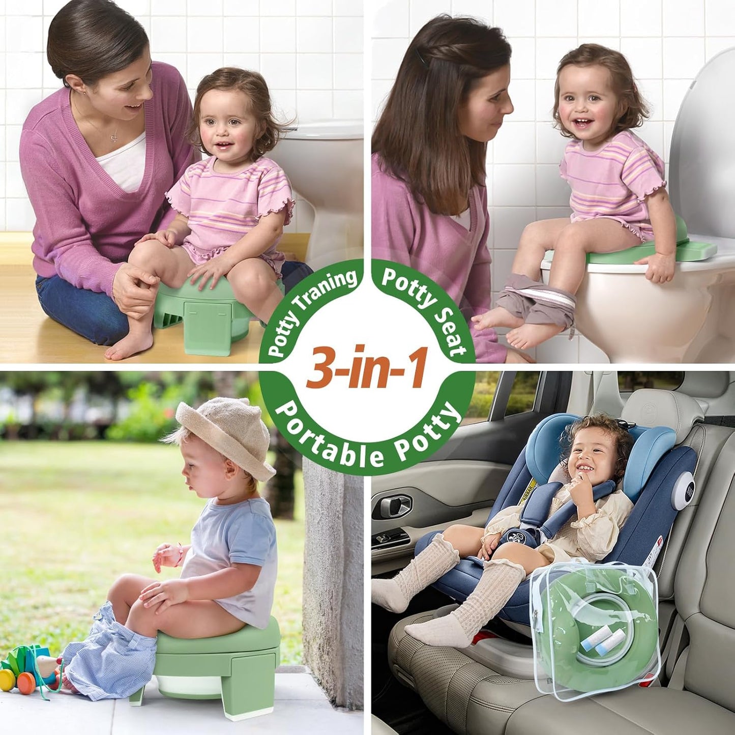 MCGMITT Potty Training Toilet Seat for Toddlers Boys Girls, Portable Baby Toilet Folding Kids Potty Chair Cover with Splash Guard for Travel, Including 3 Non-Slip Feet and Storage Bag (Blue)
