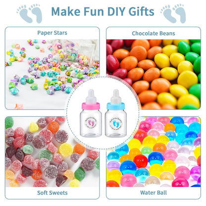 Tondiamo 48 Pcs Blue Baby Shower Mini Bottle Favors 1.5 x 3.5 Inch Baby Shower Candy Jar Mini Milk Bottle Party Favor Fillable Gift Boxes for Boys Girls Birthday Party Games Decorations