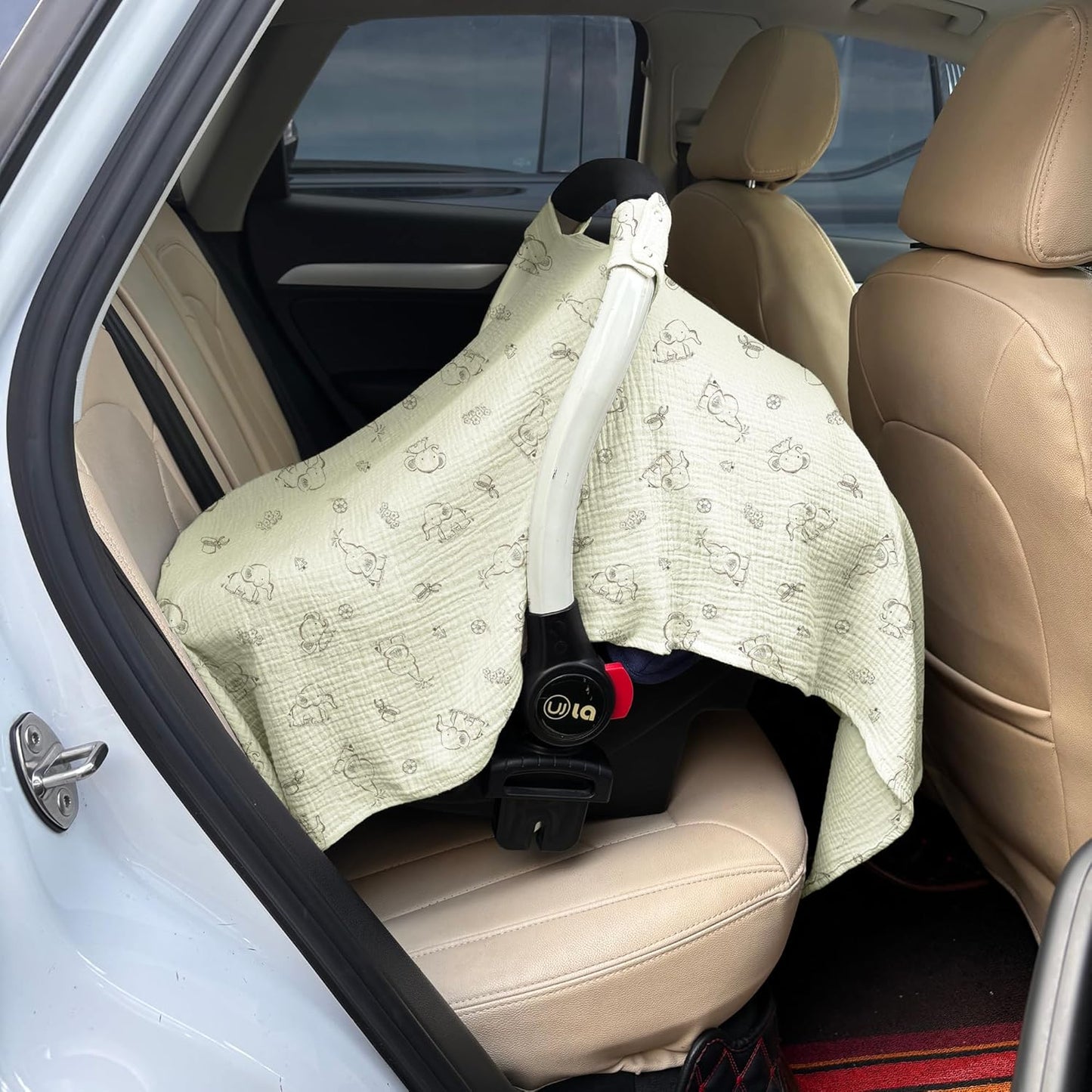 100% Muslin Cotton Car Seat Cover Baby, Carseat Canopy Cover, Universal Fit Stroller Covers for Boys and Girls (Blue)