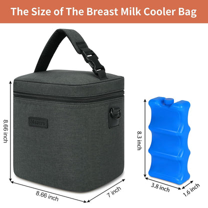Mancro Breastmilk Cooler Bag with Ice Pack, Fits 6 Baby Bottles Up to 9 Ounce Insulated Baby Bottle Bag, Breast Milk Cooler on The go with Strap, Bottle Storage Bag for Nursing Mom Daycare, Black