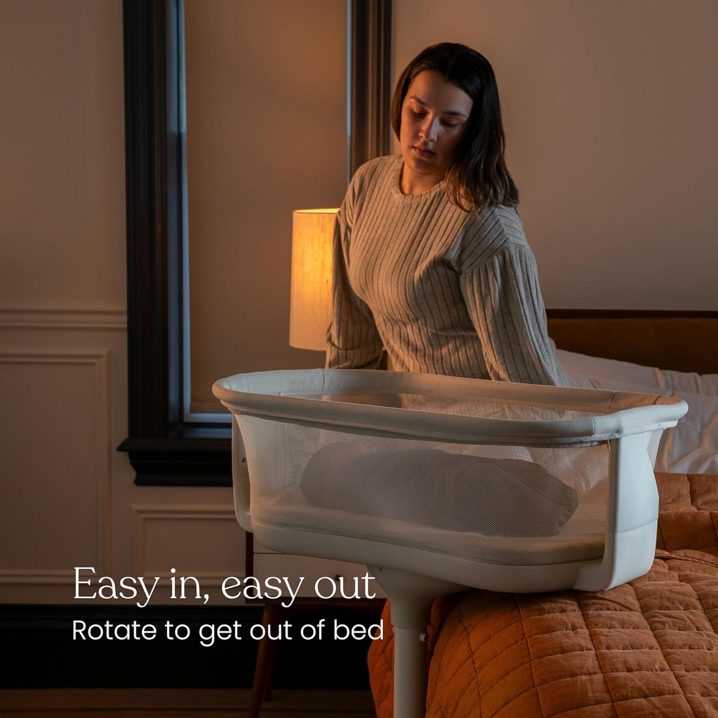 HALO BassiNest Swivel Sleeper 3.0 – Over-Bed Baby Bassinet with 360 Rotation, Adjustable Height, Breathable Mesh, Safe Close Sleeping, Lowering Wall for Easy Access, Feeding & C-Section Recovery