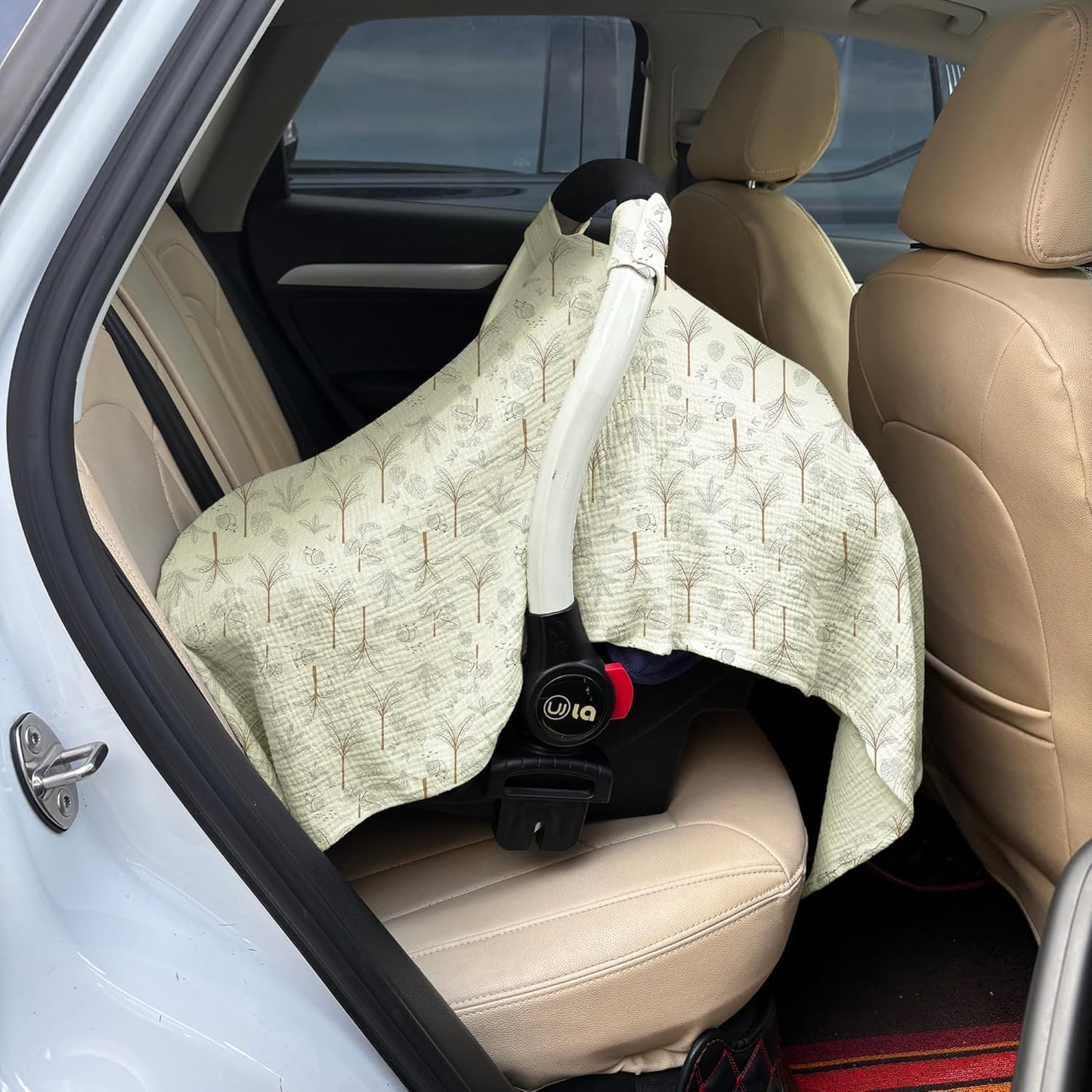 100% Muslin Cotton Car Seat Cover Baby, Carseat Canopy Cover, Universal Fit Stroller Covers for Boys and Girls (Blue)
