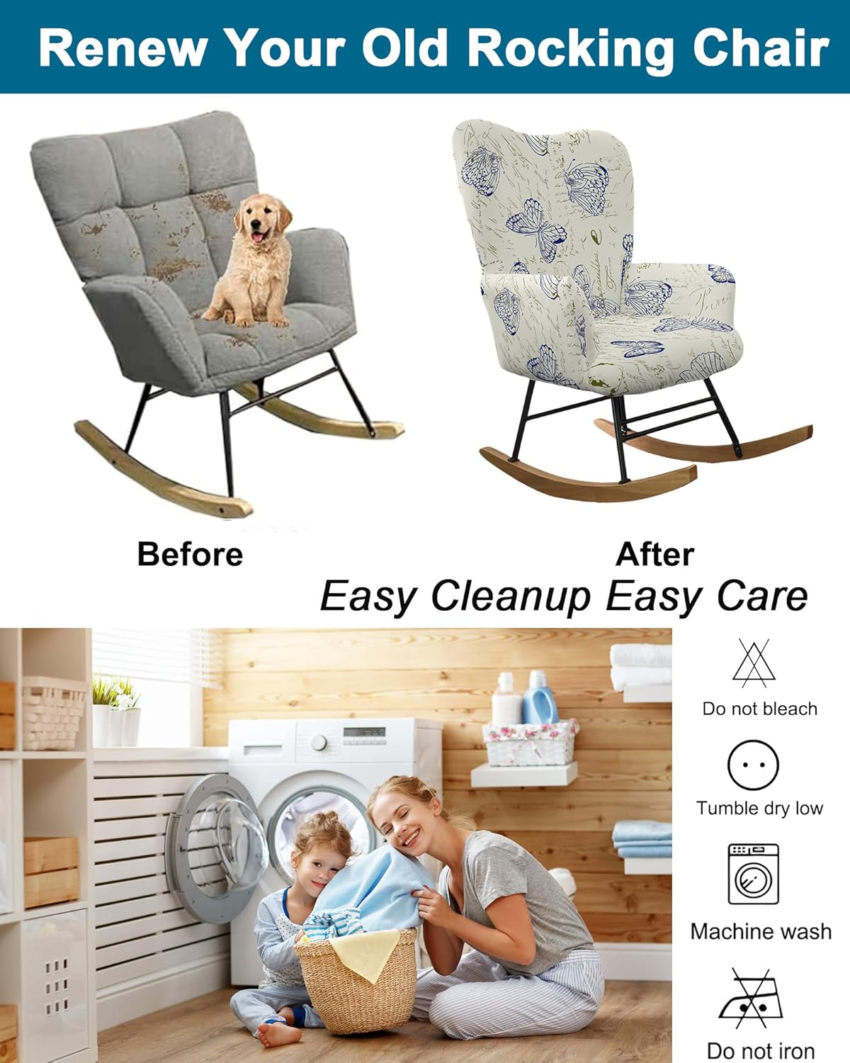 CRFATOP Jacquard 1 PC Nursery Rocking Chair Recliner Covers Upholstered Glider Rocker Banquet Armchair Slipcover Stretch Accent Chairs Furniture Protector for Living Room Bedroom Offices,Green