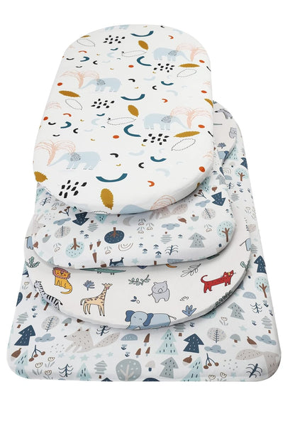 Onacosht Stretchy Bassinet Sheets 33" x 19" Compatible with Mika Micky, KoolaBaby (3 in 1), BabyBond, HARPPA and RICUTON Bedside Bassinet, 3 Pack for Baby Boy and Girl, Pink Floral