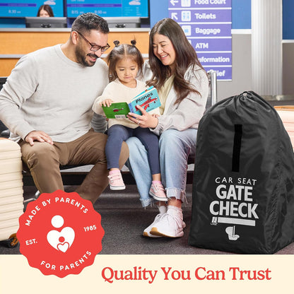 J.L. Childress Gate Check Travel Bag for Car Seats - Car Seat Travel Bag for Airplane, Includes AIRTAG Holder, Fits All Baby Carriers, Infant Carriers & Child Booster Seats - Neon Blue