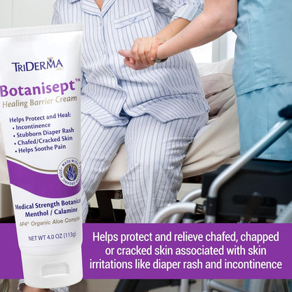 TriDerma Botanisept™ Barrier Cream - AP4 Aloe Vera Gel, Zinc, Calamine for Incontinence, Diaper Rash, Postpartum Essentials, Chafing Cream - FSA Eligible - Skin Relief & Moisture Barrier - 4oz 2 Pack
