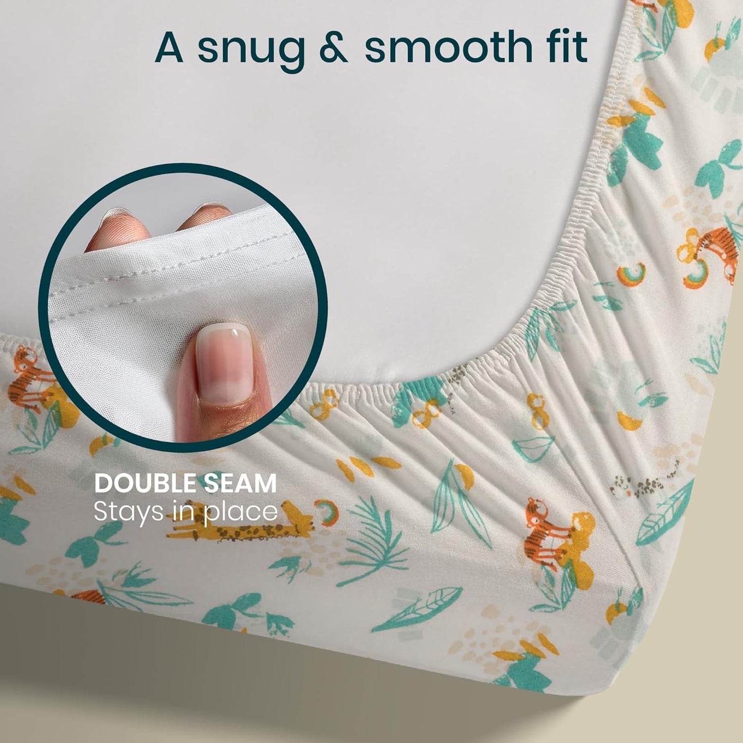 Tutti Bambini Premium Bassinet Sheets (2 Pack) - Soft & Breathable Bamboo Jersey, Double-Strength Bedside Sleeper Sheets, Fits Mattresses from 20.8 x 31.5 in to 23.6 x 35.4 in (Our Planet)