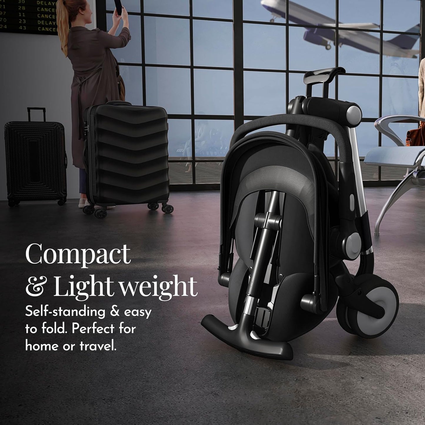 Evolur Velo Rider Travel Stroller – Compact, Lightweight Umbrella Stroller for Toddlers 6–36 Months, One-Hand Fold, Footrest, Rear Platform, 5-Point Harness, Portable & Travel-Friendly