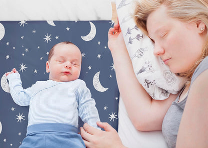 100% Organic Cotton 2 Pk Bedside Sleeper Bassinet Fitted Mattress Sheets Perfectly Compatible with Mika Micky, Baby Delight, Ronbei, Chicco, Cloud Baby, AMKE, Angelbliss, Arm's Reach. Cloud, Stripe