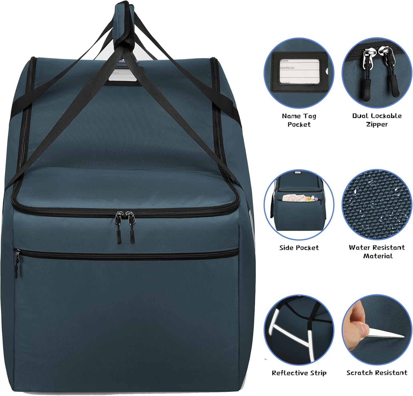 Infant Car Seat Travel Bag for Airplane Compatible with All Nuna Pipa Car Seat and Base,Chicco KeyFit 30 and Base, Padded Car Seat Bags for Air Travel,Car Seat Gate Check Bag with Side Pocket, Black