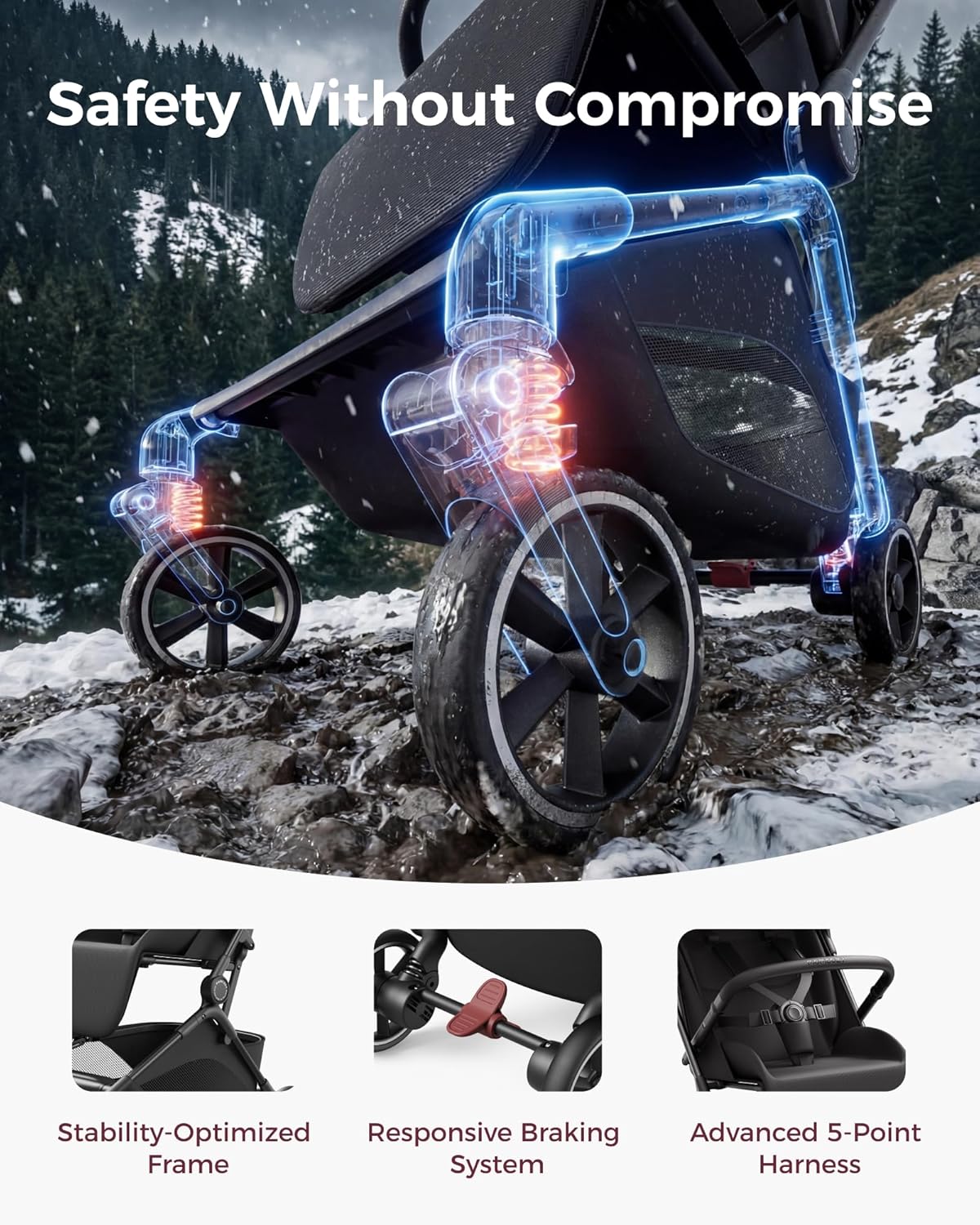 Momcozy TuckGo Lightweight Travel Stroller, One Click Fold for Toddlers 6M-3Y, 33L Bottom Storage, Compact Easier Air Travel, Travel Bag Included, 3-Position Recline, UPF 50+ Canopy, 5-Point Harness