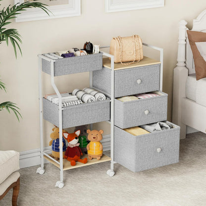 Modanais Baby Diaper Caddy Organizer Cart - 3 Tier Rolling Cart with Dividers and Drawers, Easy To Assemble, Mobile Utility Cart with Wheels for Nursery, Bedroom, Changing Table & Crib