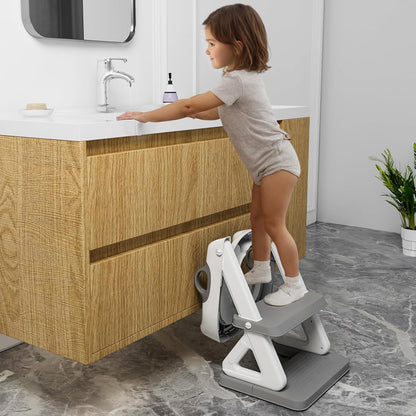 Potty Training Seat with Step Stool Ladder for Kids and Toddler,Wiifo Sturdy Potty Ladder with Soft Padded Cushion for Toddler Boys and Girls(Light Grey) 2025 New Version