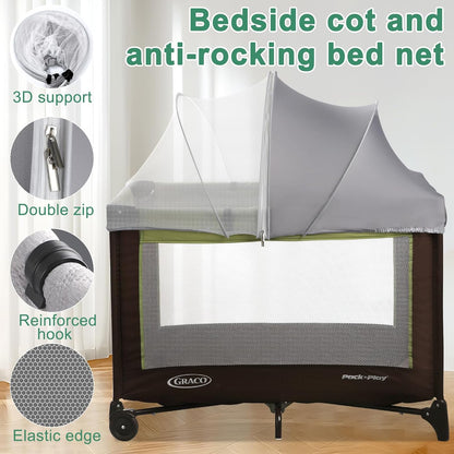 Bassinet Cover for Cats - Blackout Breathable Mosquito Net for Baby Bedside Sleepers & Travel Cribs, 2-Way Zipper Bug Canopy Tent to Block Light & Keep Cats Out (Black-Small)