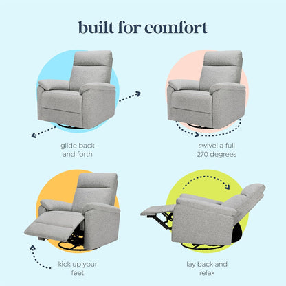 Davinci Suzy Glider Recliner Nursery Chair - Glider Rocking Chair for Nursery and Living Room - GREENGUARD Gold, FSC & Certi-PUR US Certified - 360° Swivel Rocker Recliner Chair (Cozy Cream Boucle)