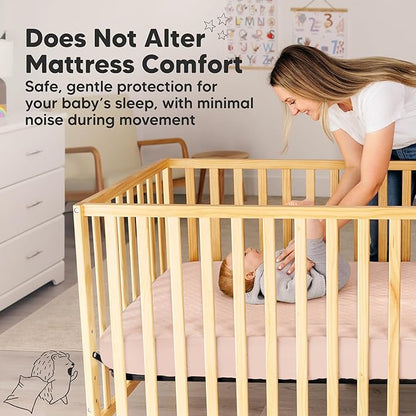 2-Pack Waterproof Crib Mattress Protector Cover Fitted - Quiet Baby Crib Mattress Pad Sheets, 52" x 28" Soft Quilted Cotton Baby Sheet, Machine Washable, Easy Fit, Durable (Mist Rose/Mavy)