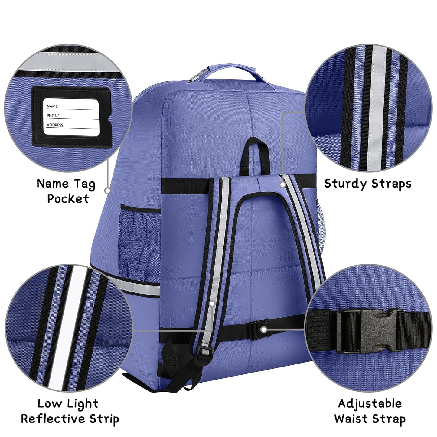 Car Seat Travel Bag,Padded Car Seats Backpack with Steel Cable Handle and Reflective Stripes, Large Durable Carseat Carrier Bag,Airport Gate Check Bag,Infant Seat Travel Bag with Shoulder Strap,Black