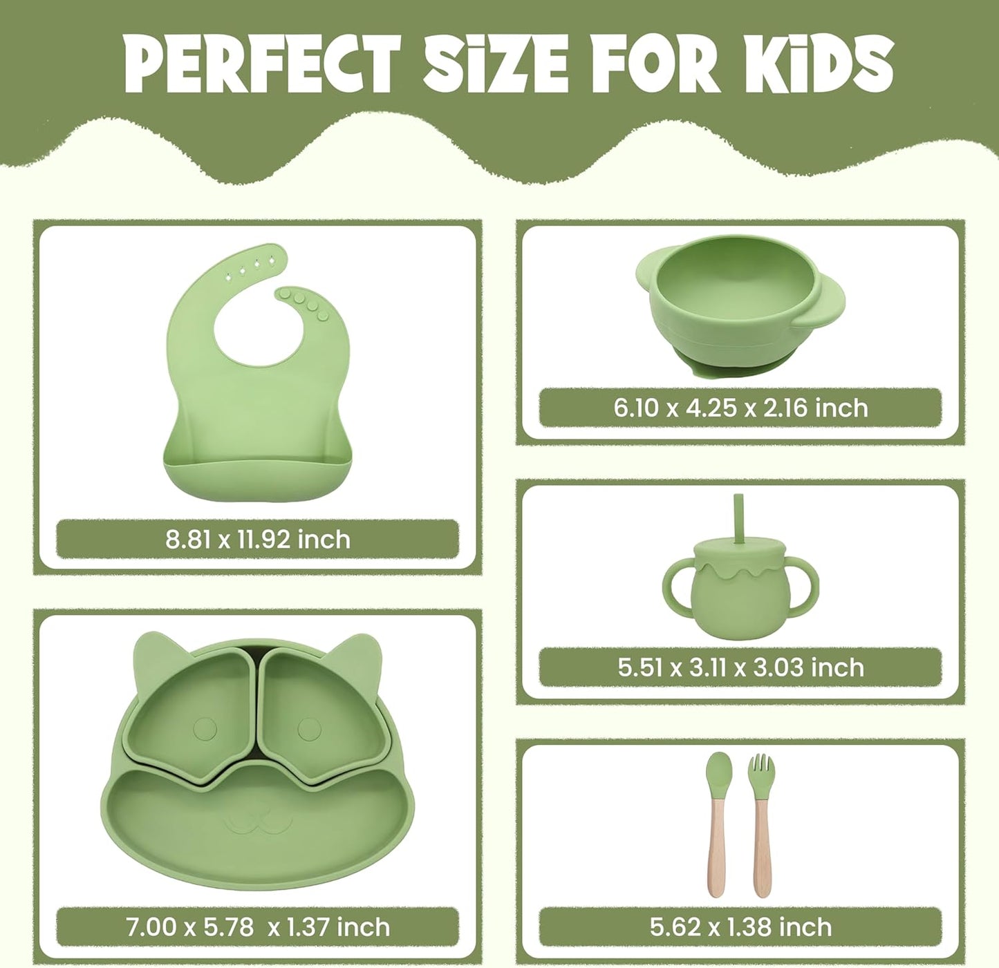 Baby Feeding Essentials, Baby Led Weaning Supplies, Silicone Baby Feeding Set, with Baby Spoon, Fork, Baby Bib, Sippy Cup, Suction Plate, Suction Bowl, Baby Eating Essentials, 6+ Months (Beige)